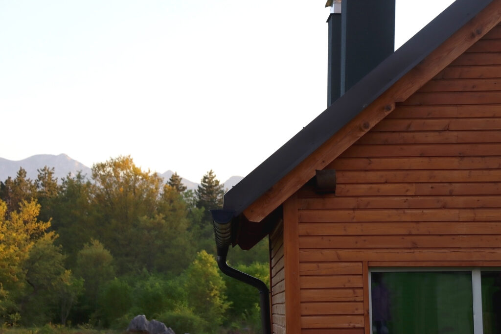 A home showcasing a natural wood siding option.