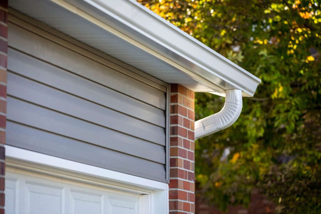 A finished gutter system on a POWER home.